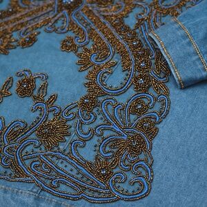 One of a kind embroidered jacket - Sophie - Light Blue & Purple